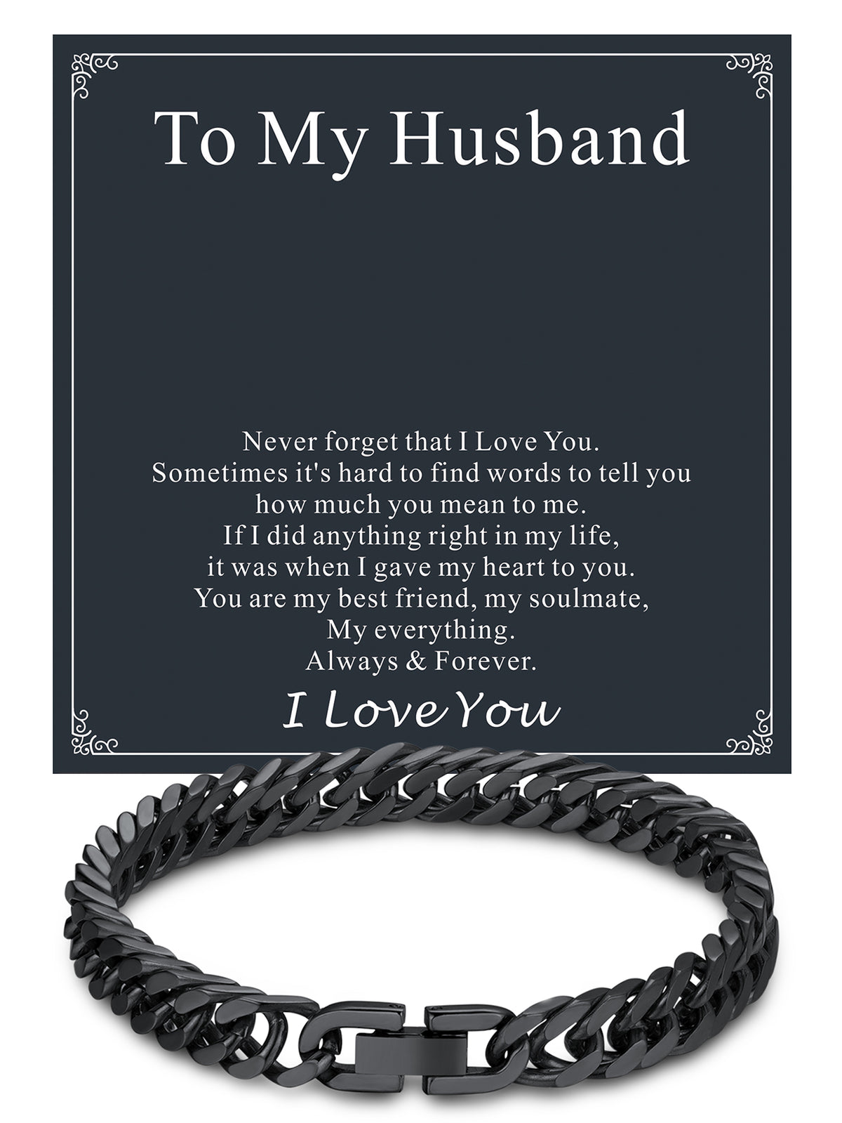 ChainsPro Mens Bracelets Cuban Link Bracelet for Men Stainless Steel Jewelry Gift for Father with Card