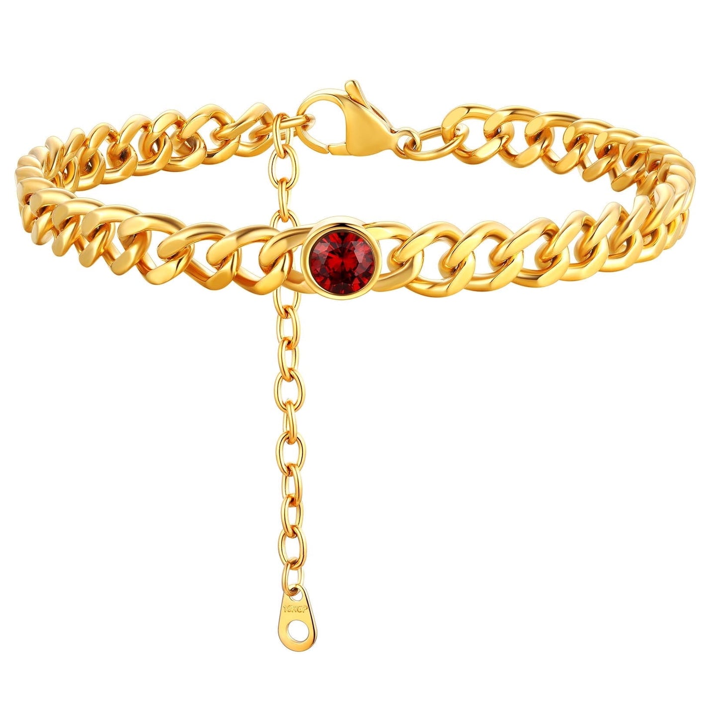 ChainsPro 7mm Cuban Link Anklet for Men Women Birthstone Chain Ankle Bracelets Stainless Steel