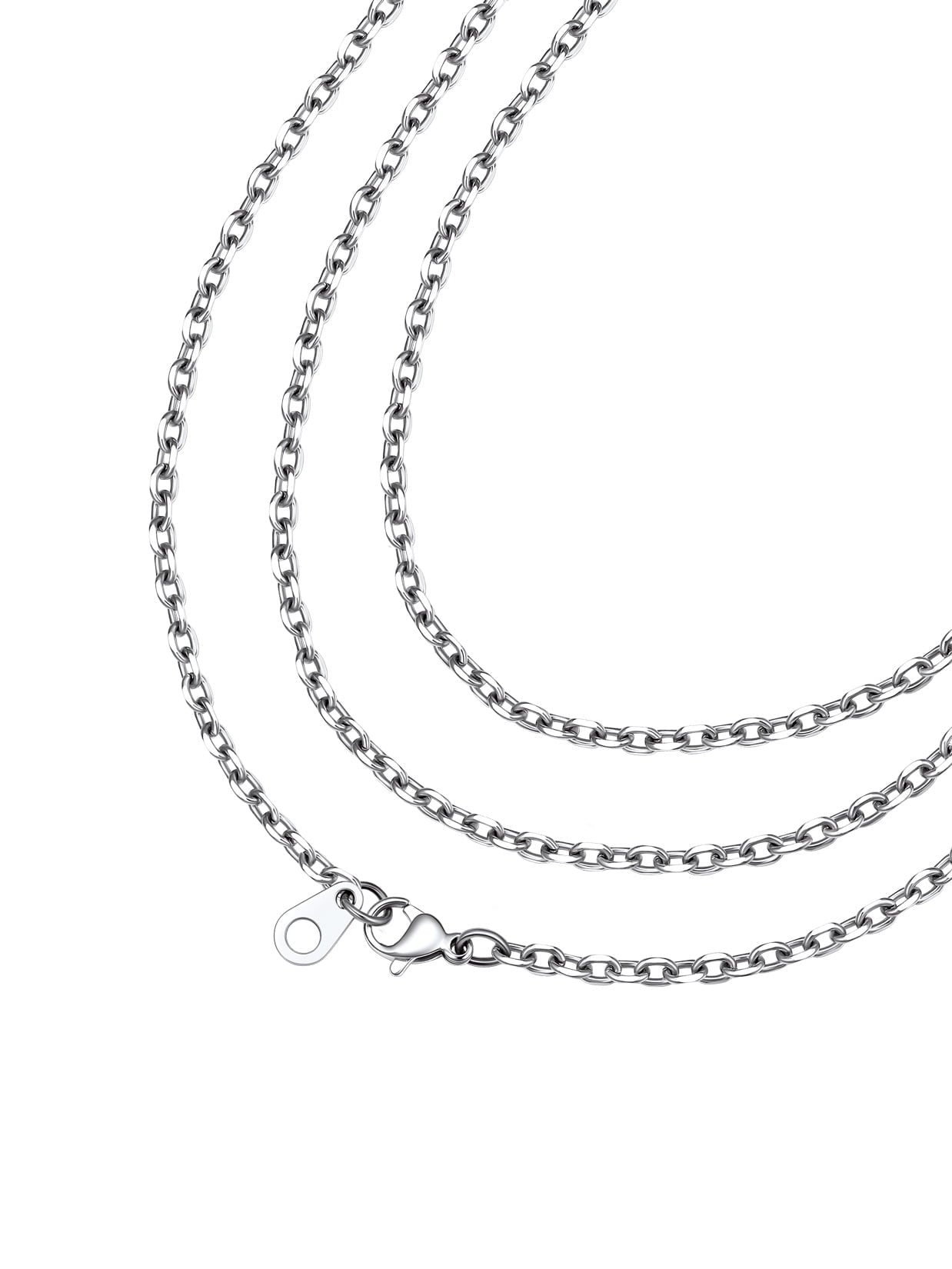 ChainsPro 3mm/5mm/7mm/12mm Rolo Cable Chain Stainless Steel Chain Necklace for Men Women 18-24