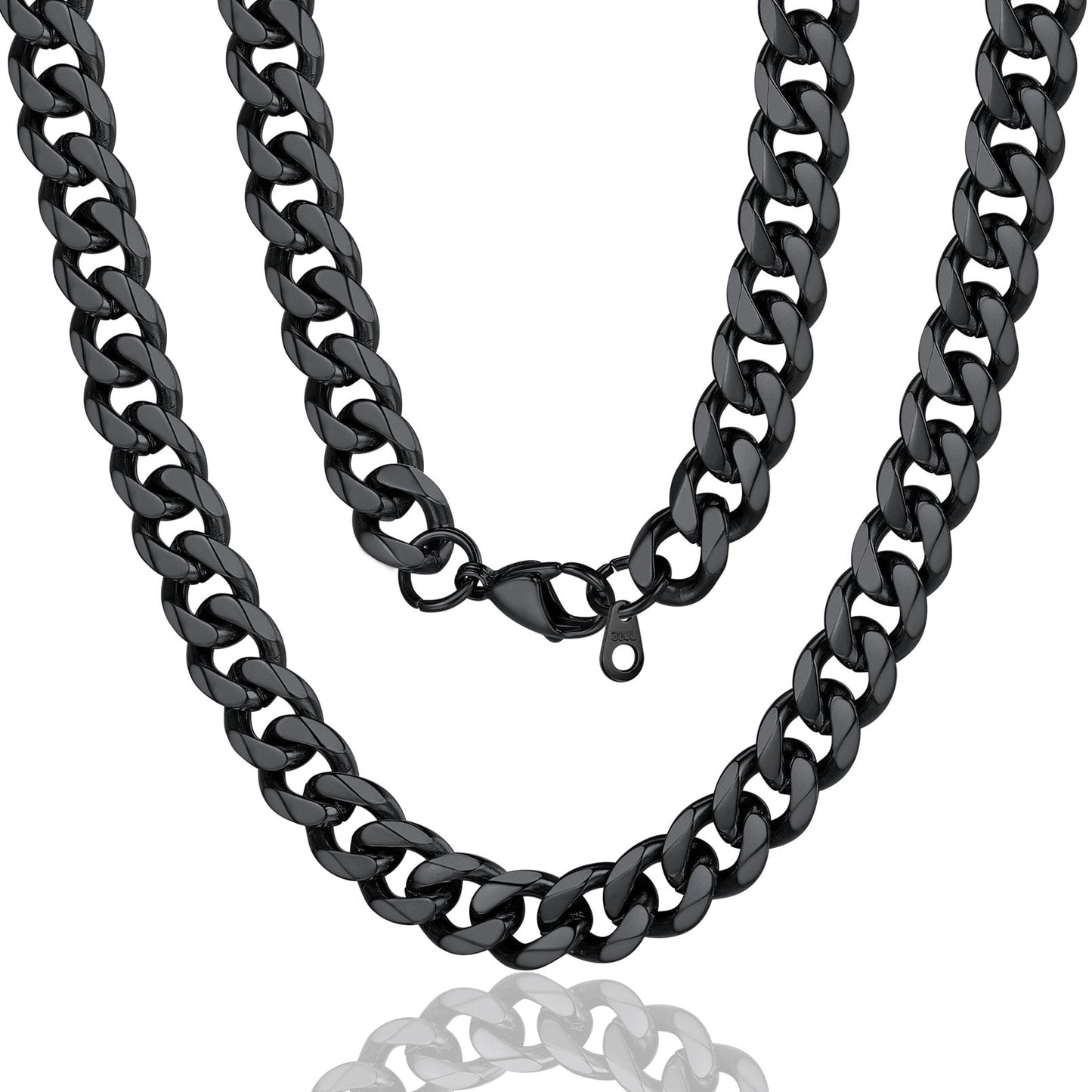 ChainsPro Men Cuban Link Chain Necklace 3mm 18 inch 316L Stainless Steel Black Metal Plated