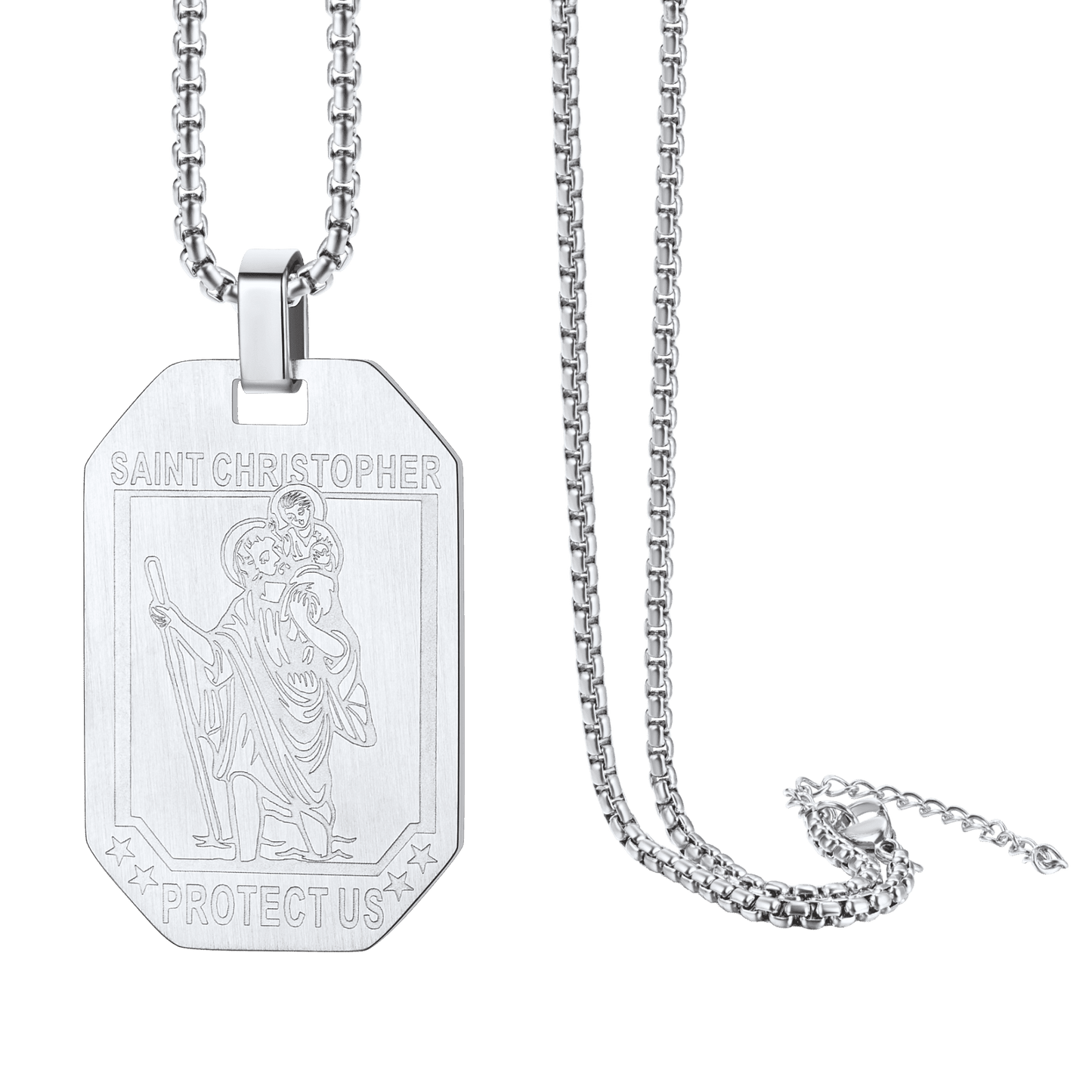 ChainsPro St. Christopher Medal Dog Tags Necklace Patron Saints of Travellers Gift for Men