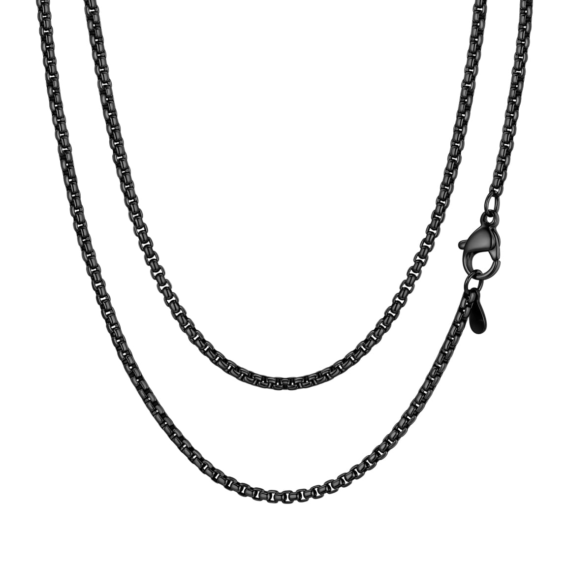 ChainsPro 3mm Men Necklace Box Chain 14K Gold Plated Stainless Steel Chain Necklace for Men Women