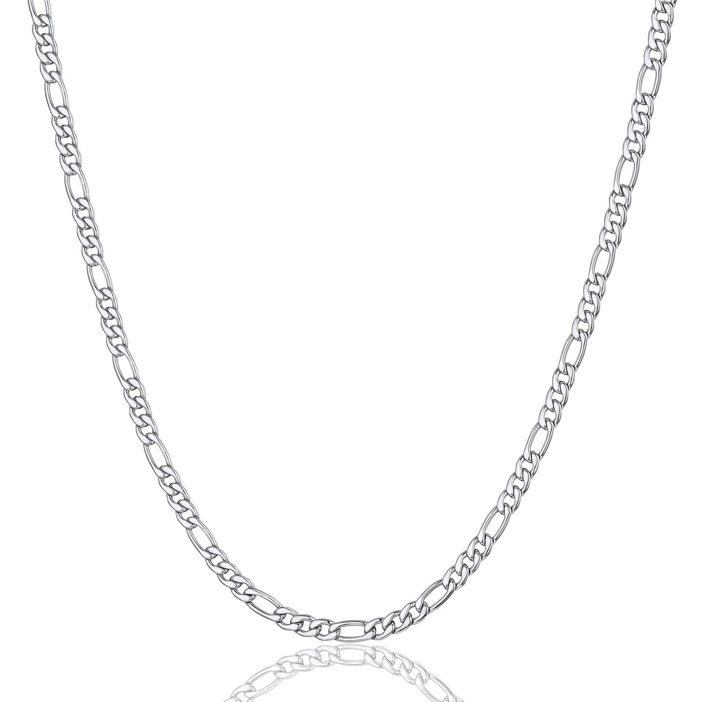 ChainsPro Men 3mm Figaro Chain Necklace 316L Stainless Steel/Gold Plated/Black 18-30