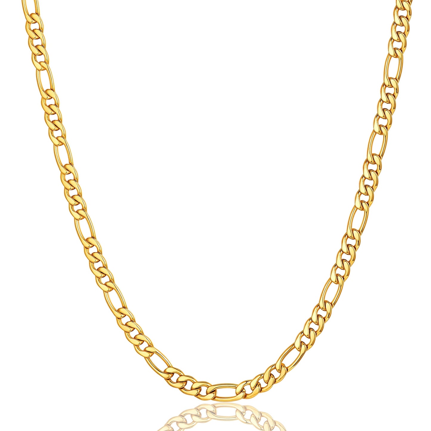 ChainsPro Men 3mm Figaro Chain Necklace 316L Stainless Steel/Gold Plated/Black 18-30