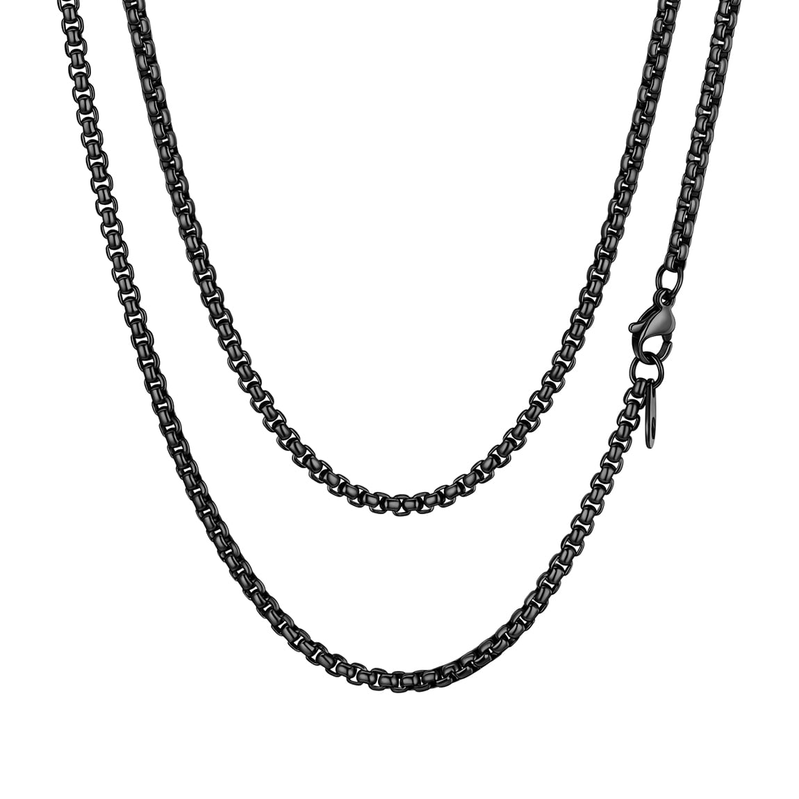 ChainsPro 3mm Men Necklace Box Chain 14K Gold Plated Stainless Steel Chain Necklace for Men Women