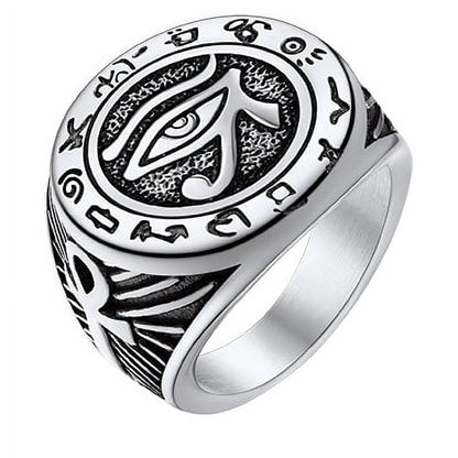 ChainsPro Men Nautical Compass Ring Norse Rune Spirit Rings Stainless Steel