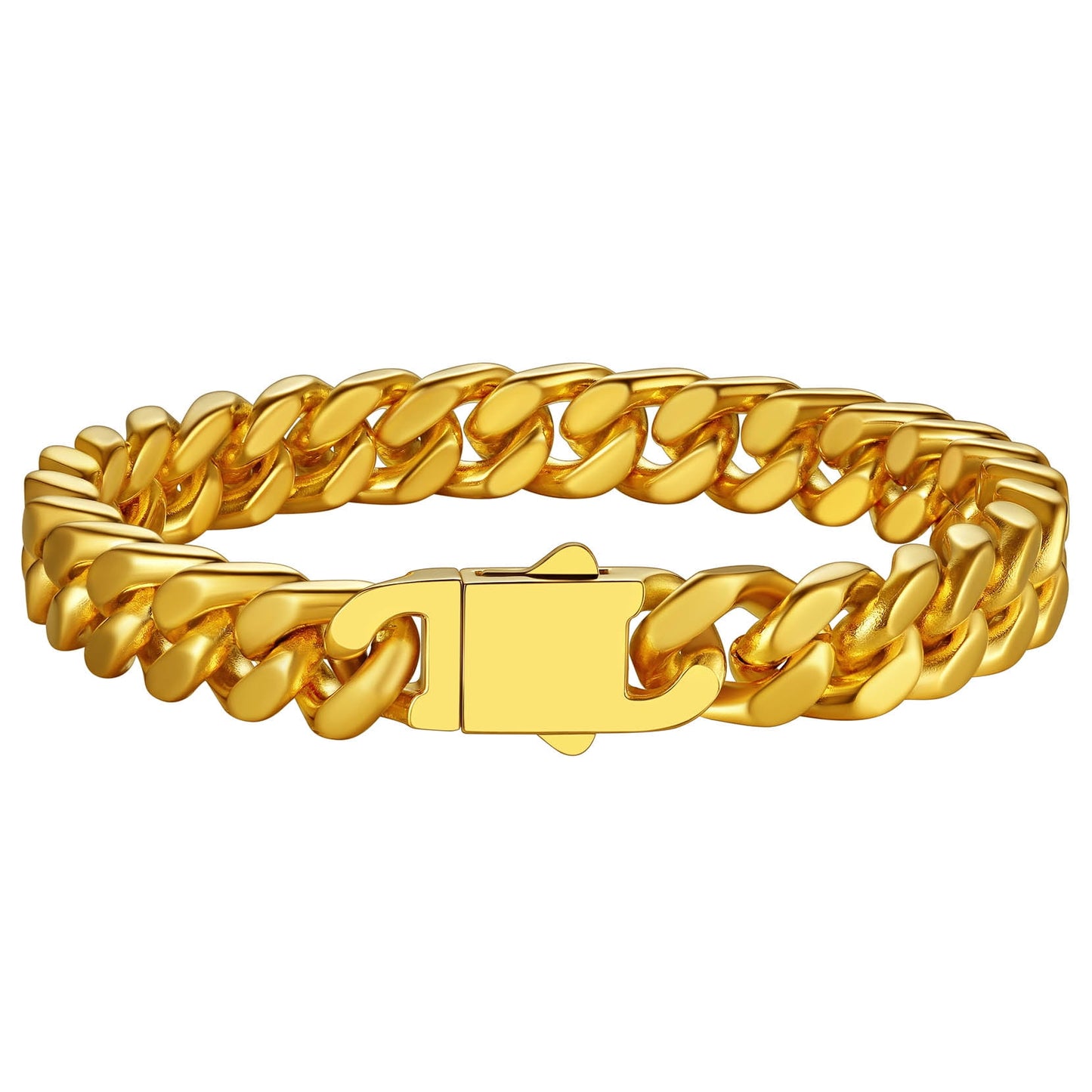 ChainsPro Thick Bracelets 12mm Wide 8.3inch Minimal Cuban Link Bracelet for Men Stainless Steel Bracelet