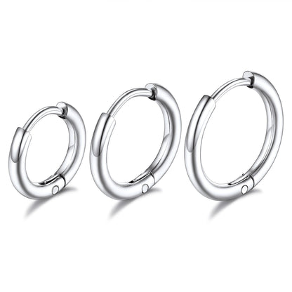 ChainsPro 3 Pairs Stainless Steel Hoop Earrings 8mm/10mm/12mm Gold Plated Huggie Earrings for Men Women