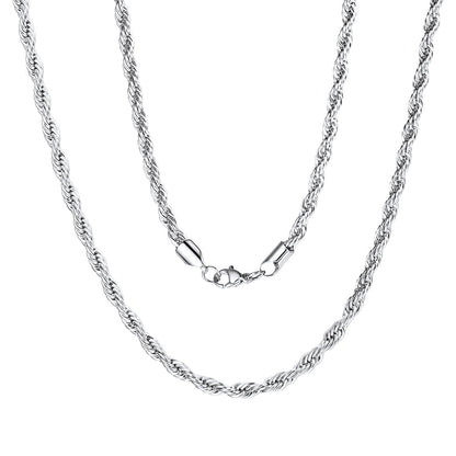 ChainsPro Men Rope Necklace Replacement Chain for Pendant 6mm 20inches 316L Stainless Steel Gold Plated