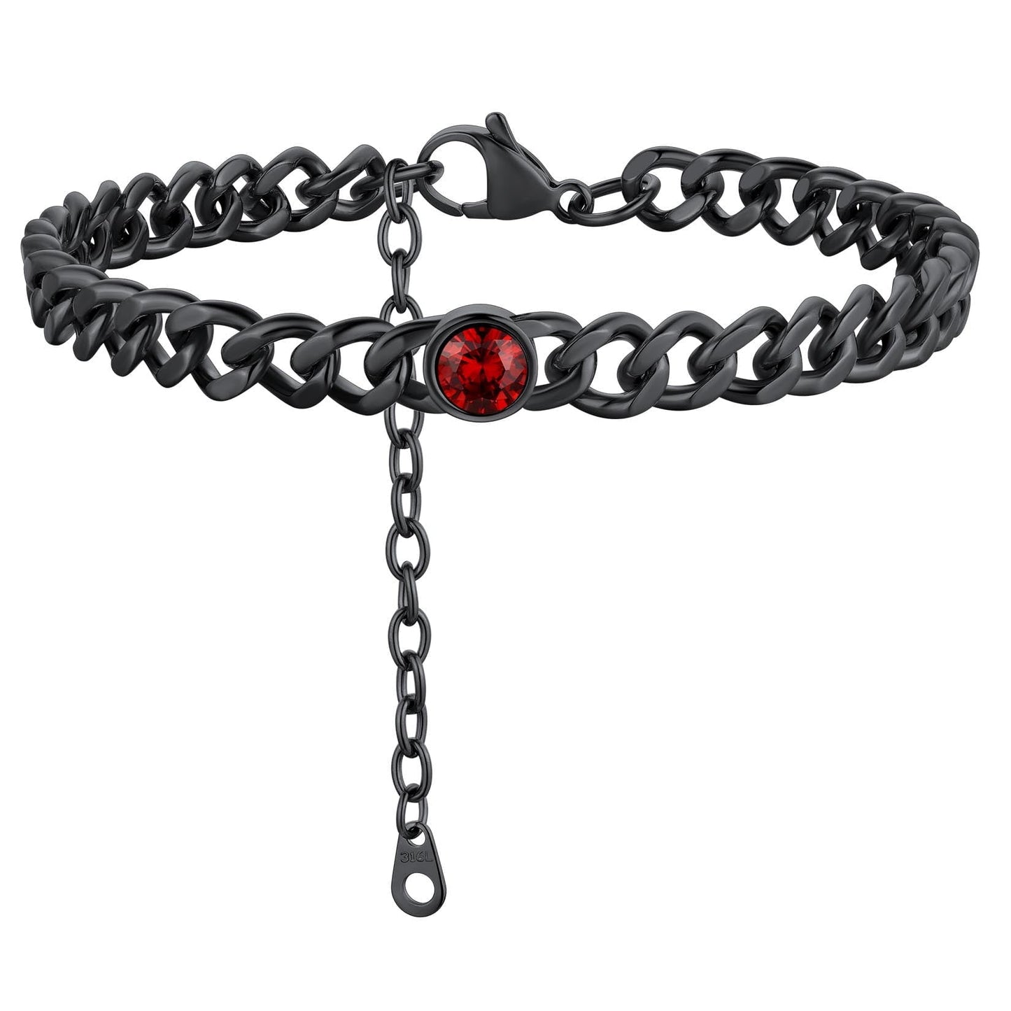 ChainsPro 7mm Cuban Link Anklet for Men Women Birthstone Chain Ankle Bracelets Stainless Steel