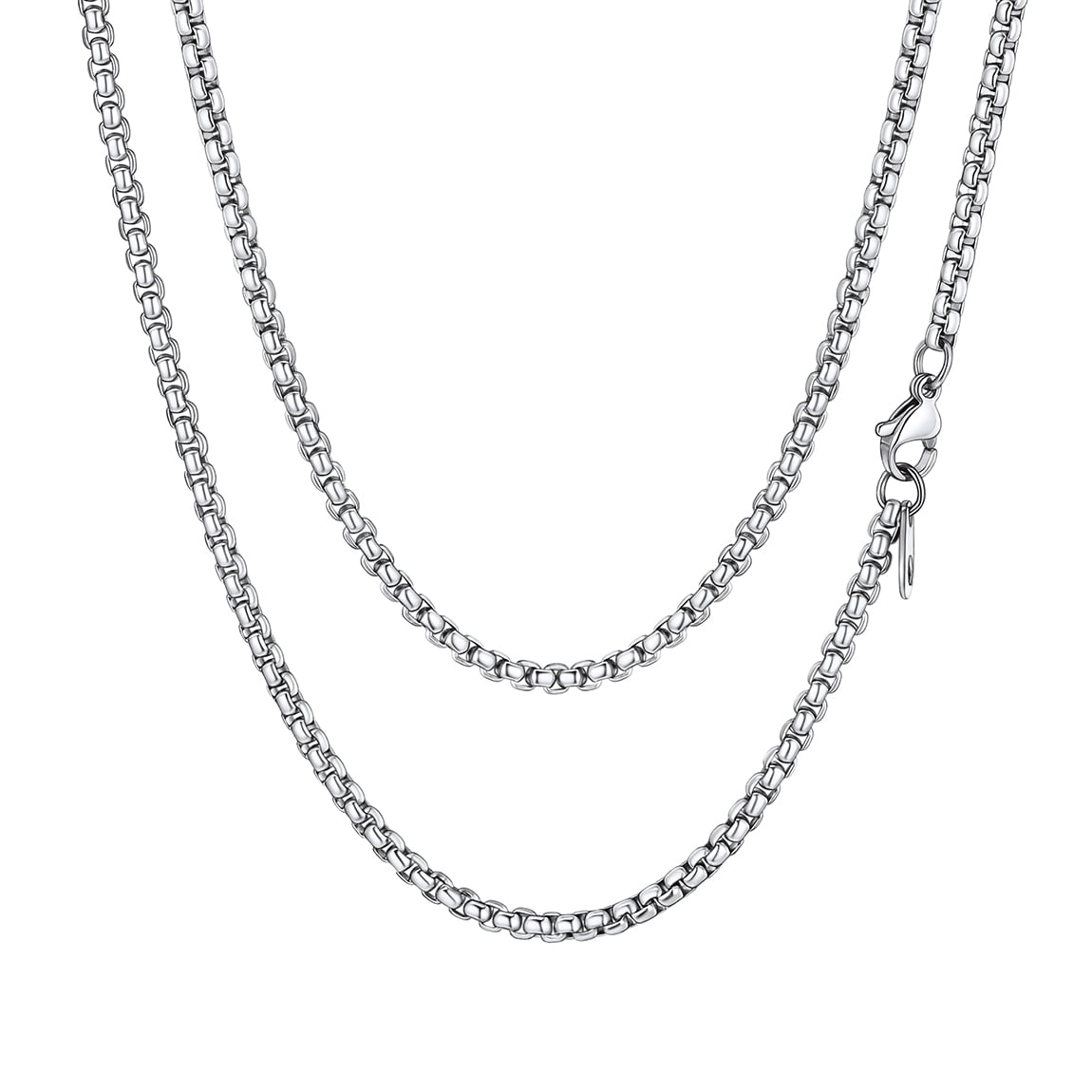 ChainsPro 3mm Men Necklace Box Chain 14K Gold Plated Stainless Steel Chain Necklace for Men Women