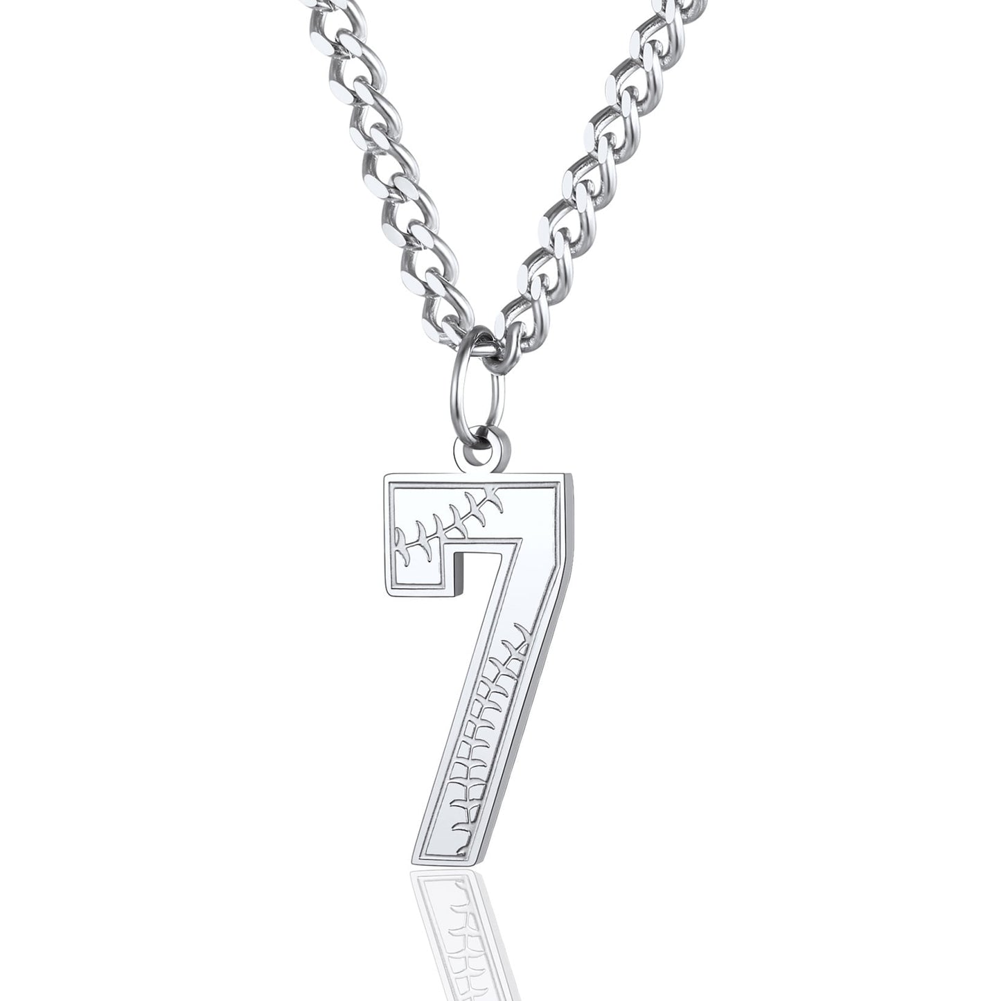 ChainsPro Men Lucky Number Necklace with 3mm Cuban Chain Personalized Sports Jewelry Stainless Steel/Gold Plated