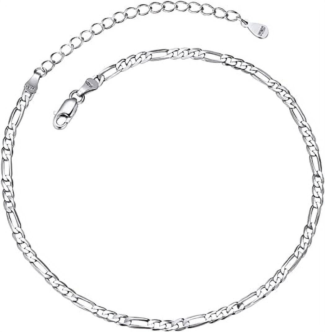 ChainsPro Anklet Chain for Women Men 925 sterling Silver Figaro Foot Bracelet Strong with Good Clasp