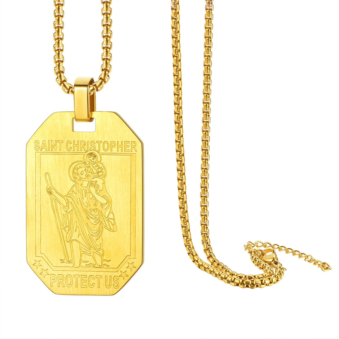 ChainsPro St. Christopher Medal Dog Tags Necklace Patron Saints of Travellers Gift for Men