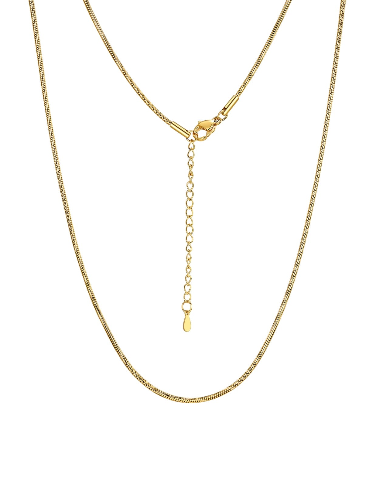 ChainsPro 1mm/1.2mm/1.5mm/2mm Snake Chain 14K Gold Plated Stainless Steel Chain Necklace for Men Women