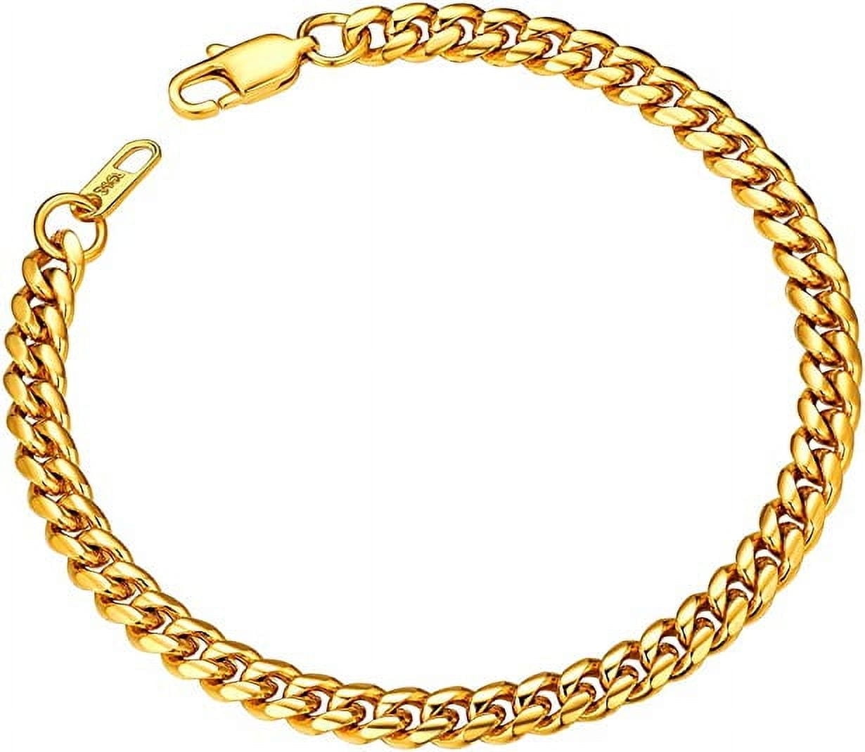 ChainsPro Black Stainless Steel Bracelet Mens Bracelet Chunky Thick Curb Link Chain Bangle 19cm Black