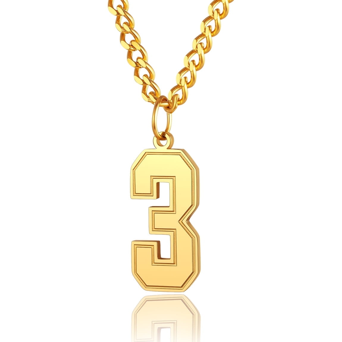 ChainsPro Football Number Chain 4 Charm Pendant and Chain Sports Jersey Number Jewelry