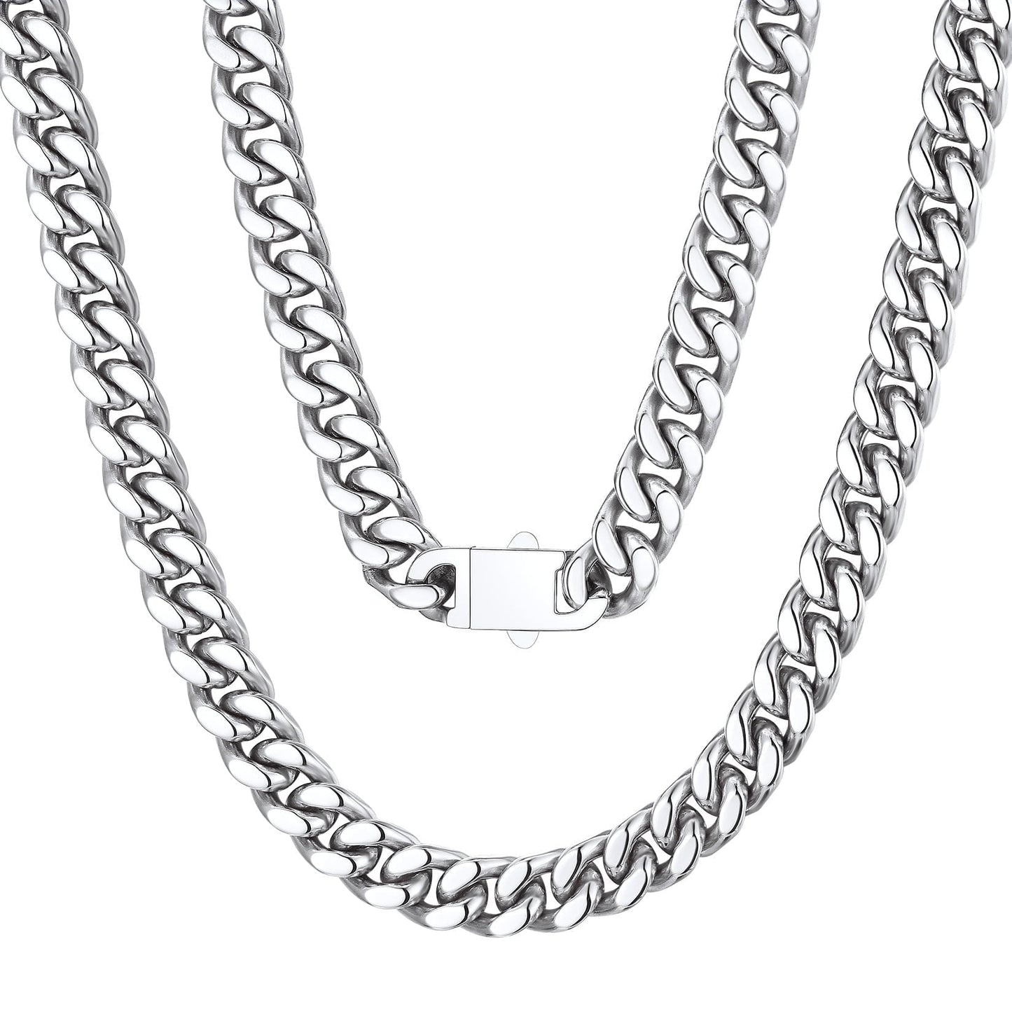 ChainsPro Curb Link Necklace 18inch Mens Chain Cuban Chain Mens Jewelry Stainless Steel Necklace for Men