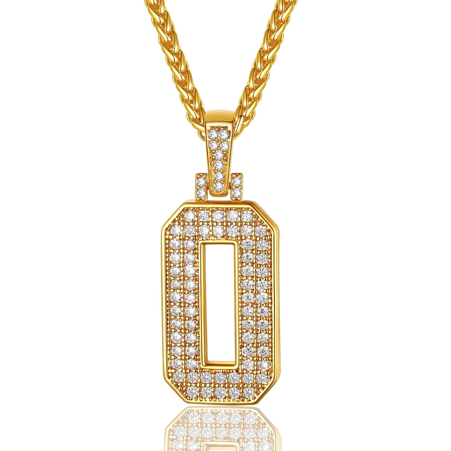 ChainsPro Men Cubic Zirconia 0-9 Number Pendant Lucky Jewelry Necklace Silver Color