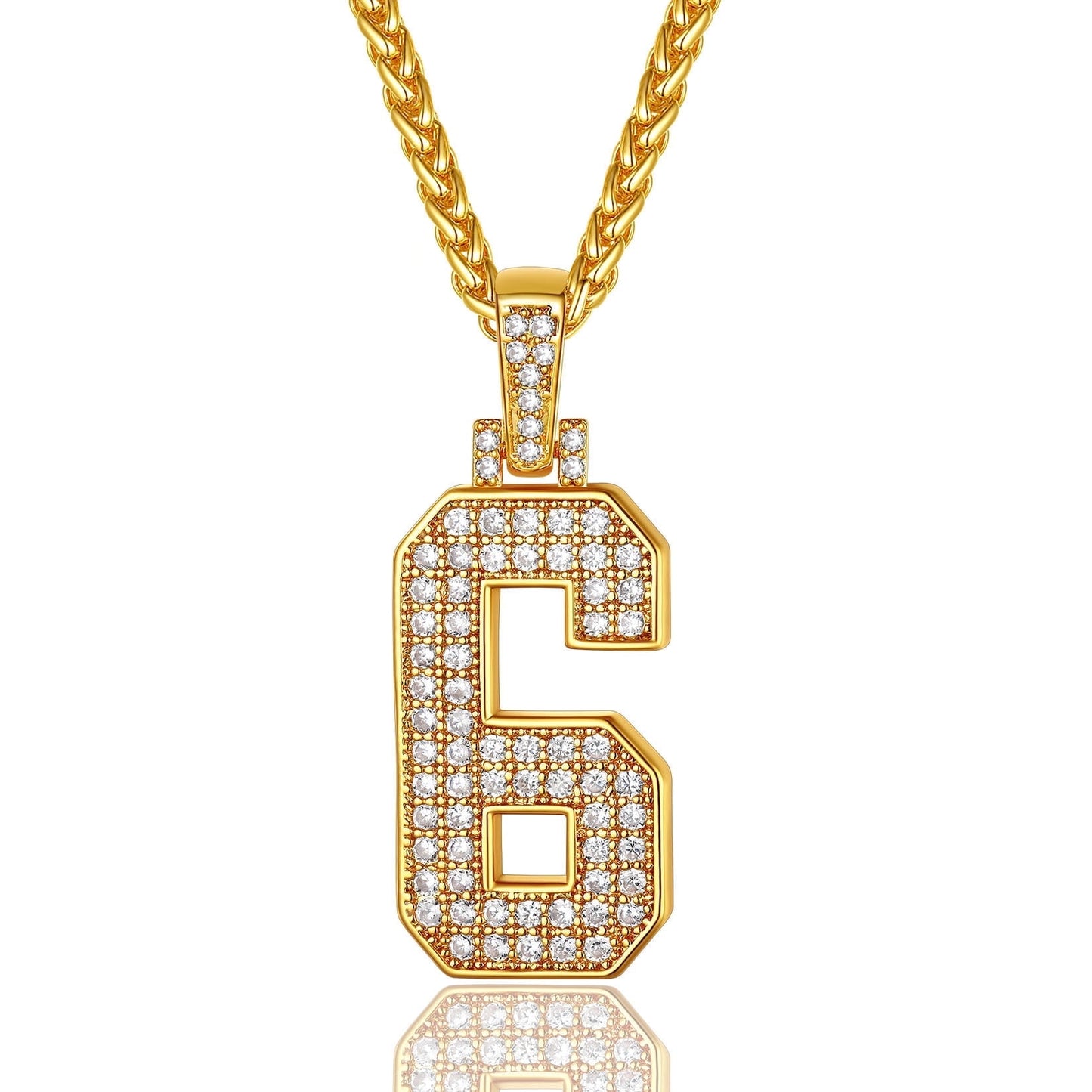 ChainsPro Men Cubic Zirconia 0-9 Number Pendant Lucky Jewelry Necklace Silver Color