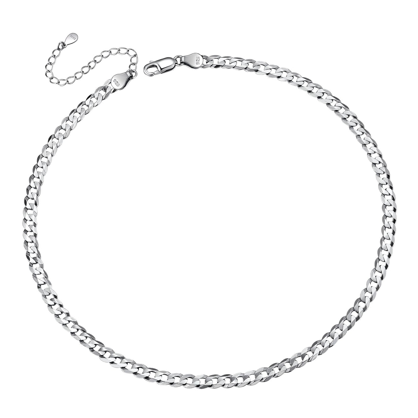 ChainsPro Solid 925 Sterling Silver Cuban Chain Women Men Necklace 3mm/5mm 14-28 Jewelry Gifts for Men/Women