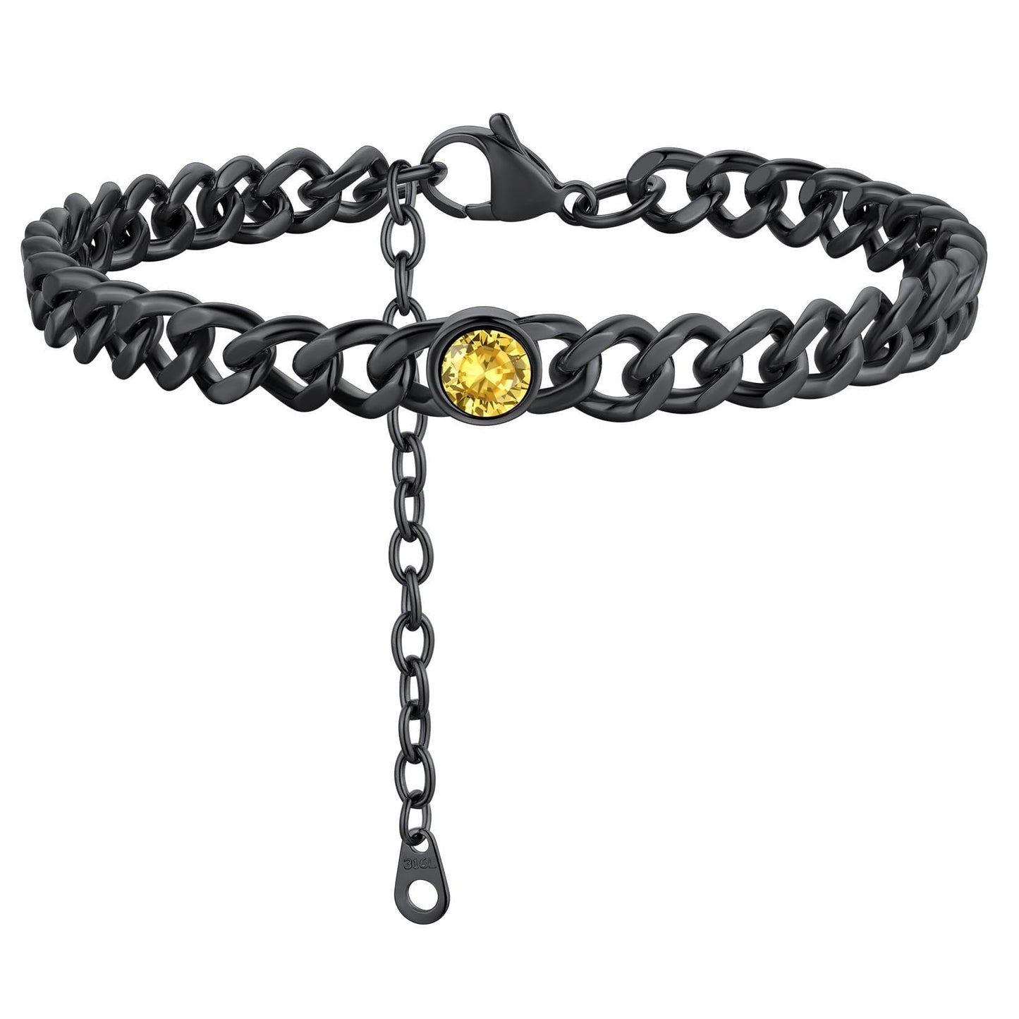 ChainsPro 7mm Cuban Link Anklet for Men Women Birthstone Chain Ankle Bracelets Stainless Steel