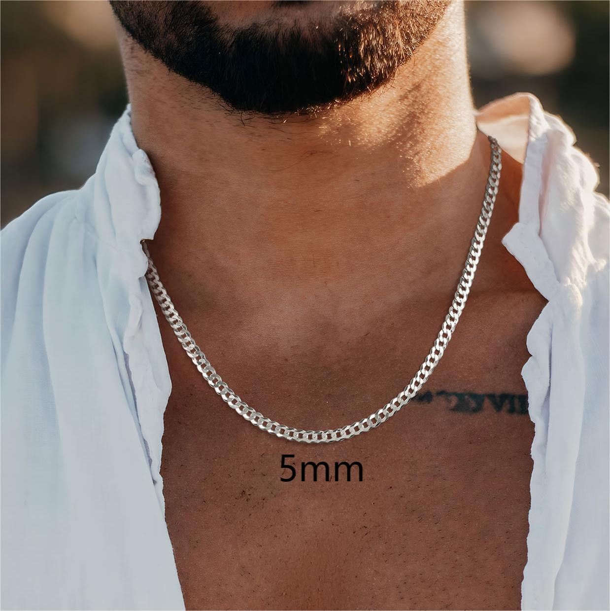 ChainsPro Solid 925 Sterling Silver Cuban Chain Women Men Necklace 3mm/5mm 14-28 Jewelry Gifts for Men/Women