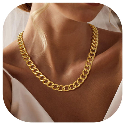ChainsPro Women Chunky Chain Cuban Link Chain Necklace 12/16/20mm 18-20 Christmas Jewelry Gift