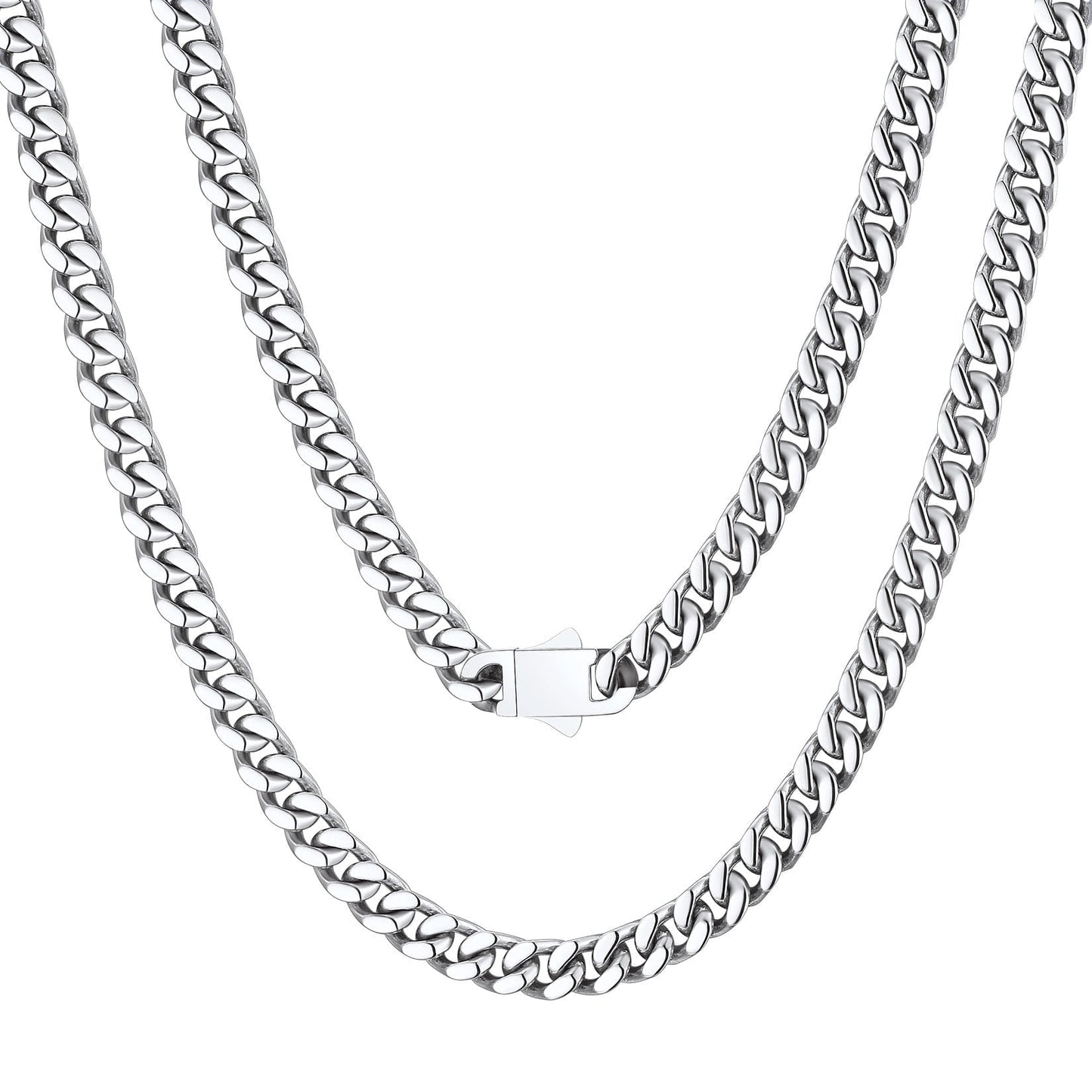ChainsPro Curb Link Necklace 18inch Mens Chain Cuban Chain Mens Jewelry Stainless Steel Necklace for Men