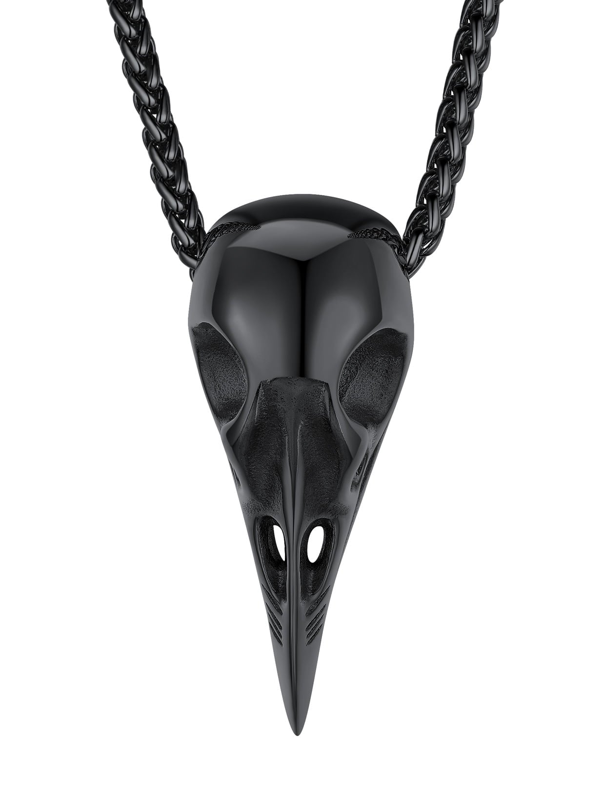 ChainsPro Mens Viking Necklace Smooth Raven Skull Necklace for Men Nordic Jewelry