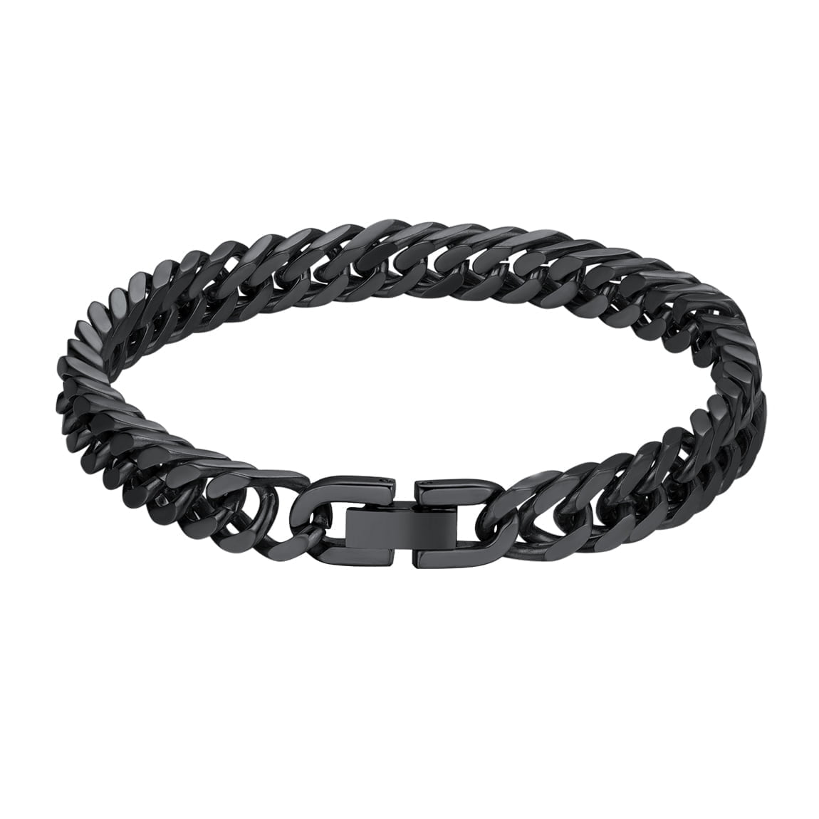 ChainsPro Men Chain Link Bracelet 8/12mm Width 19/21/23cm 316L Stainless Steel/18K Gold Plated/Black