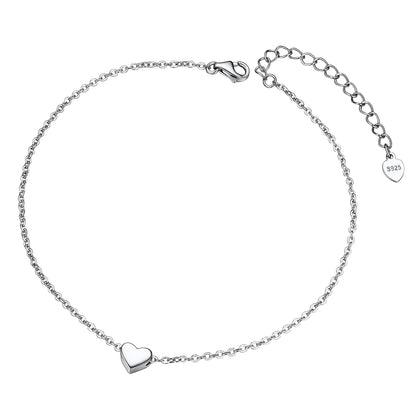 ChainsPro Sterling Silver Anklet Chain Silver Anklets Women Heart Ankle Bracelets Silver 925