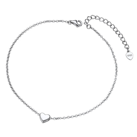 ChainsPro Sterling Silver Anklet Chain Silver Anklets Women Heart Ankle Bracelets Silver 925