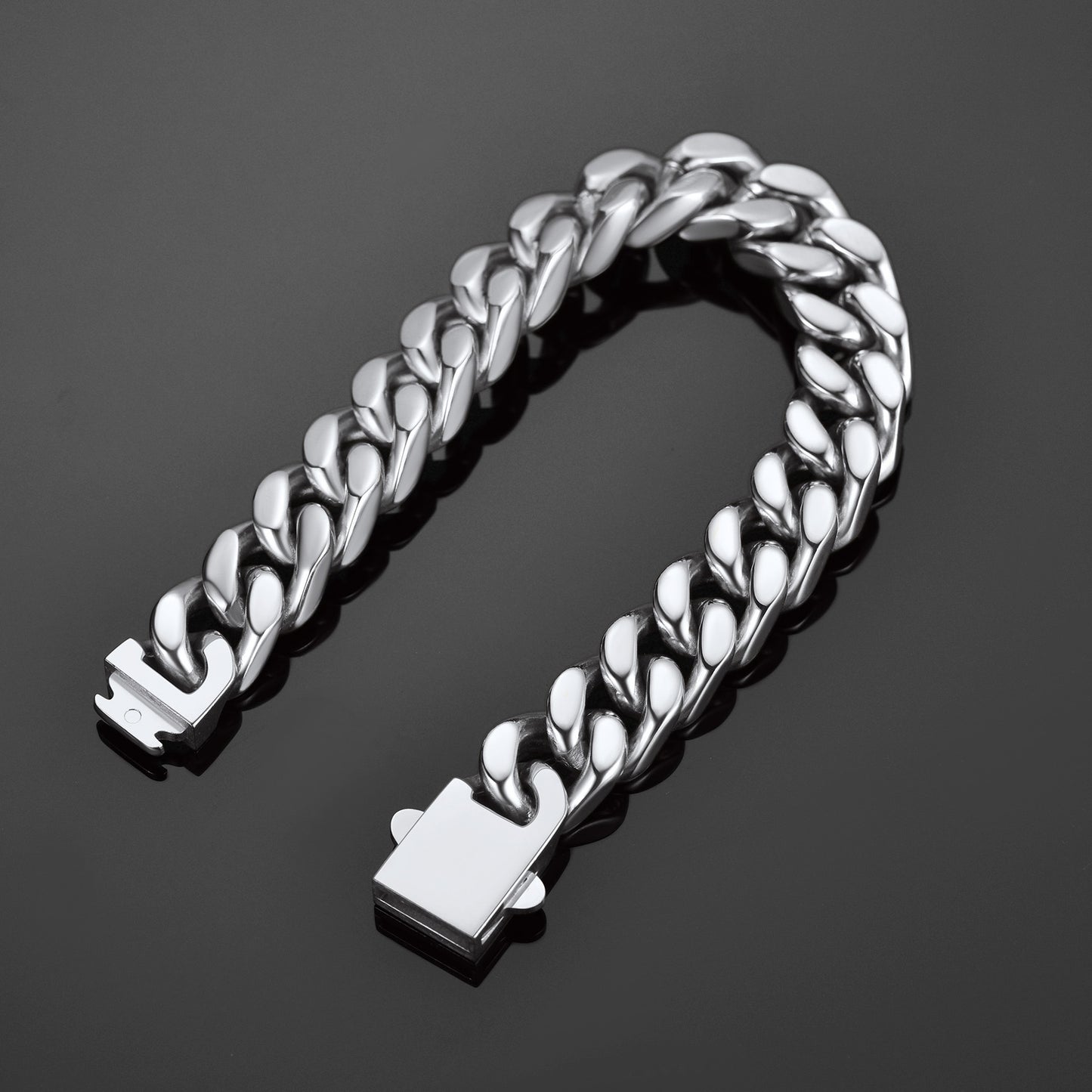 Thick Bracelets 12mm Wide 8.3inch Minimal Cuban Link Bracelet for Men Stainless Steel Bracelet