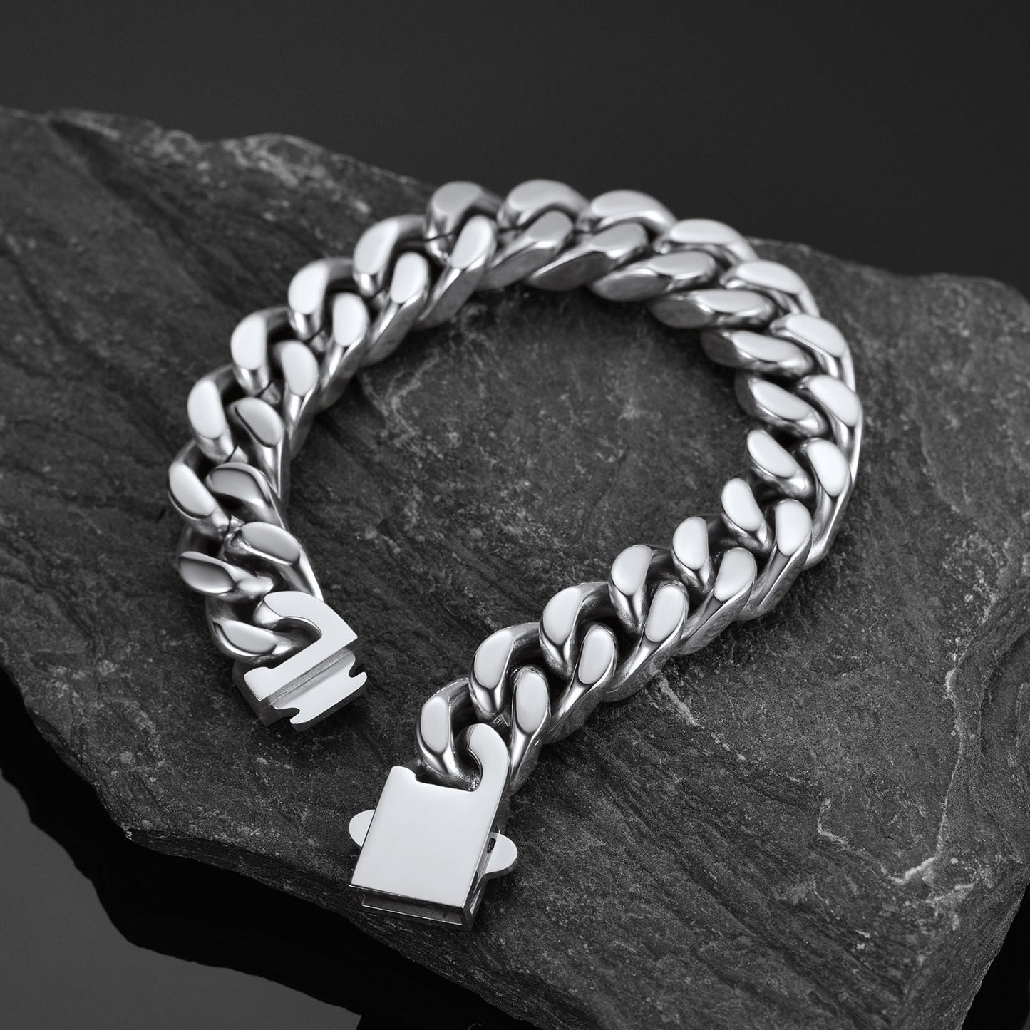 Thick Bracelets 12mm Wide 8.3inch Minimal Cuban Link Bracelet for Men Stainless Steel Bracelet