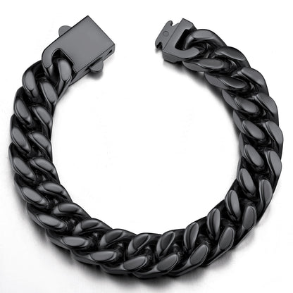 Thick Bracelets 12mm Wide 8.3inch Minimal Cuban Link Bracelet for Men Stainless Steel Bracelet