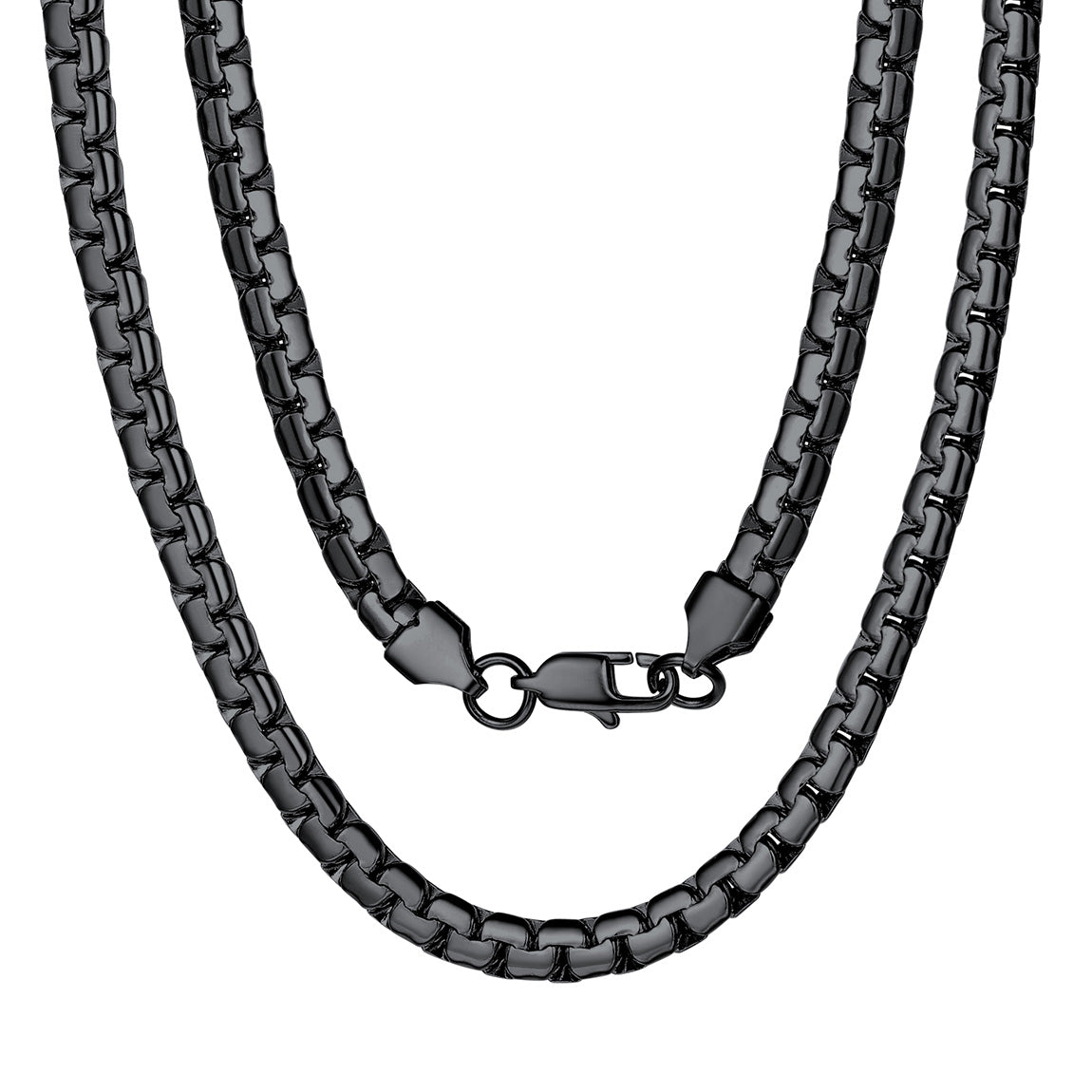 Stainless Steel Flat Box Chain Male Necklace 18 Inch 4/6mm Hip Hop Jewelry