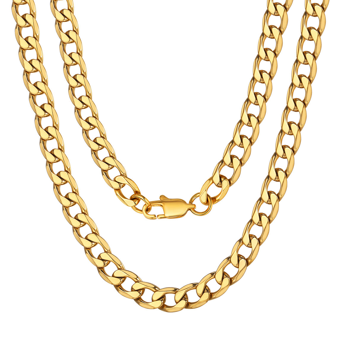 ChainsPro Mens Curb Chain Necklace 6MM Width Hip-Hop Cool Style 316L Stainless Steel Gold Plated