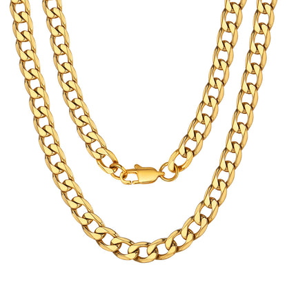 ChainsPro Mens Curb Chain Necklace 6MM Width Hip-Hop Cool Style 316L Stainless Steel Gold Plated