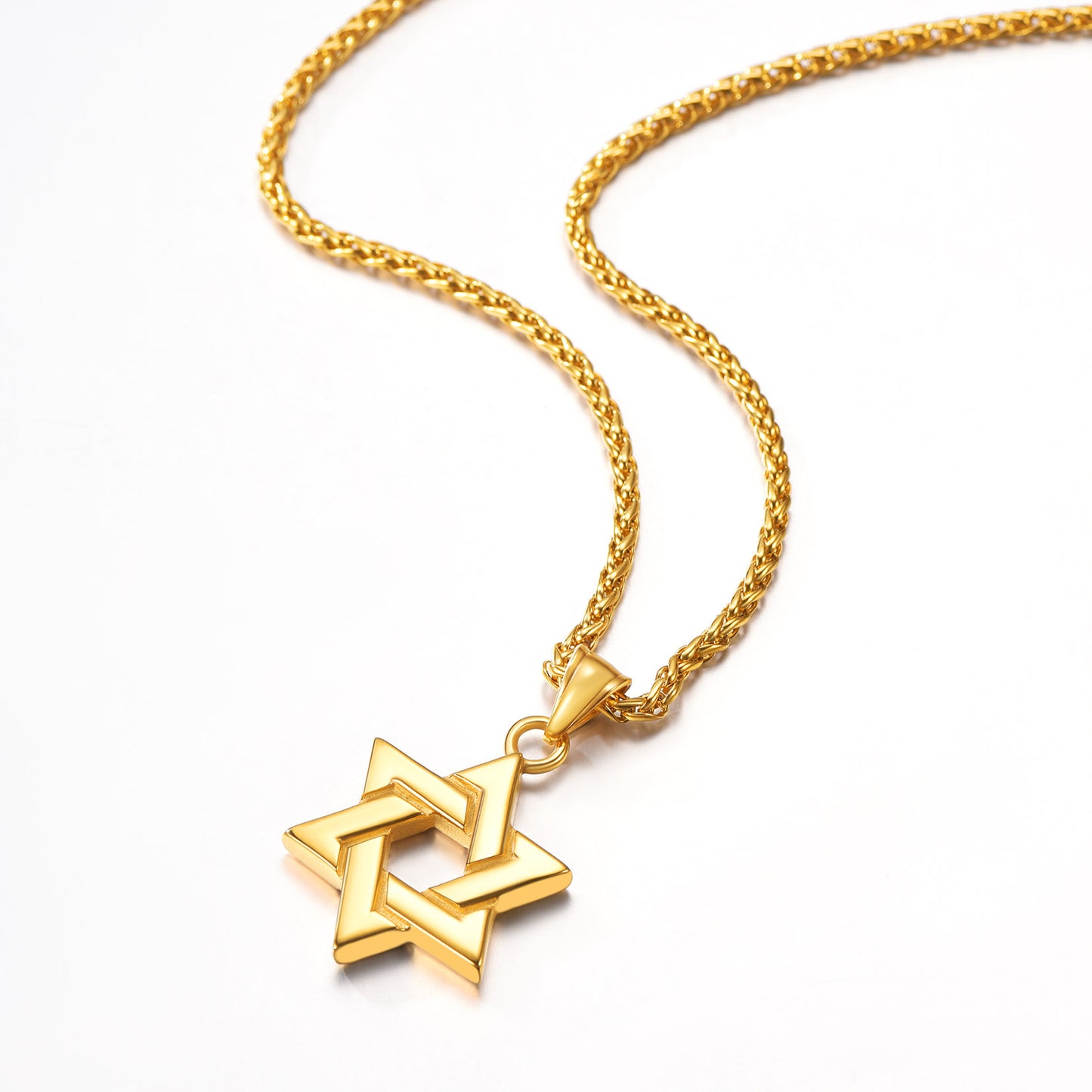 Black Jewish Necklace Stainless Steel Chain Star of David Pendant