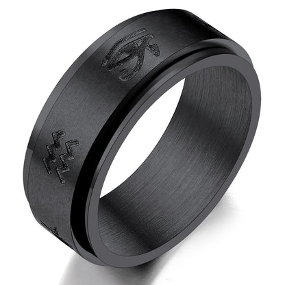 ChainsPro Men/Women Ankh Cross Eye of Ra Rings, Egyptian Jewelry Mythology Ring, Stainless Steel