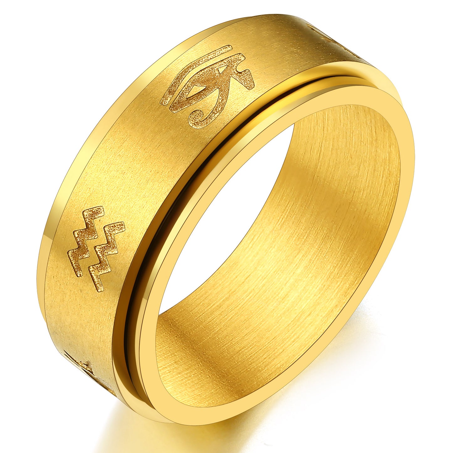 ChainsPro Men/Women Ankh Cross Eye of Ra Rings, Egyptian Jewelry Mythology Ring, Stainless Steel