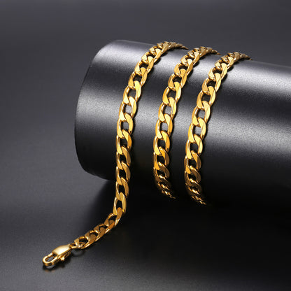 ChainsPro Mens Curb Chain Necklace 6MM Width Hip-Hop Cool Style 316L Stainless Steel Gold Plated