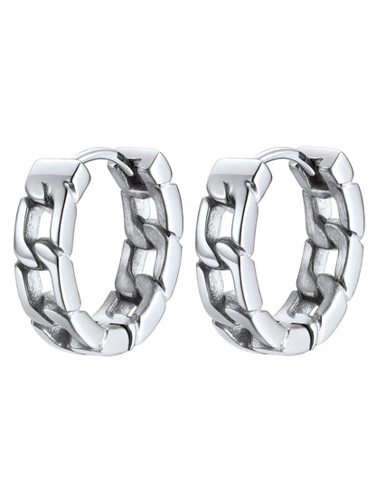 ChainsPro Norse Viking Runes Hoop Earrings for Men Stainless Steel Huggie Hoop Earring Norse Mythology Jewelry Gifts