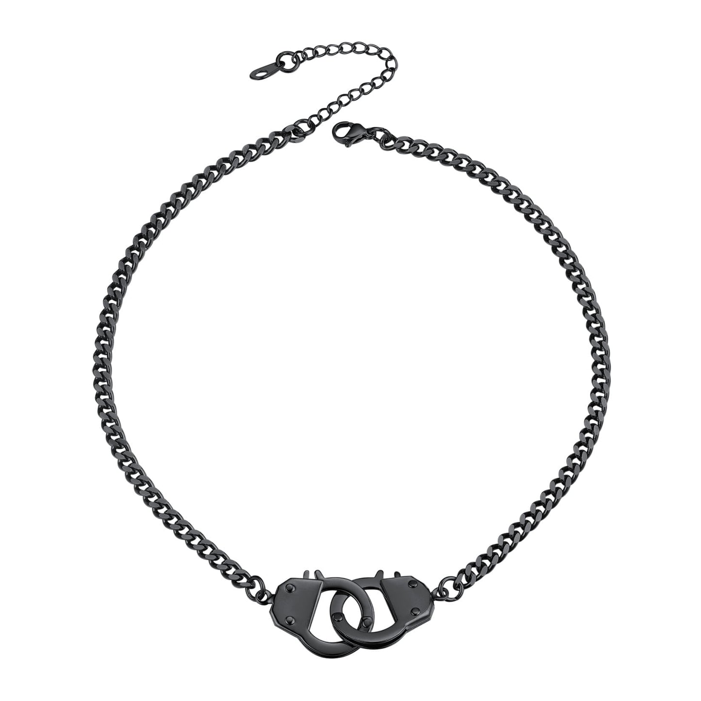 ChainsPro Punk Handcuff Steel Necklace for Men Women Partners in Crime Cuban Link Chain 14/18inch