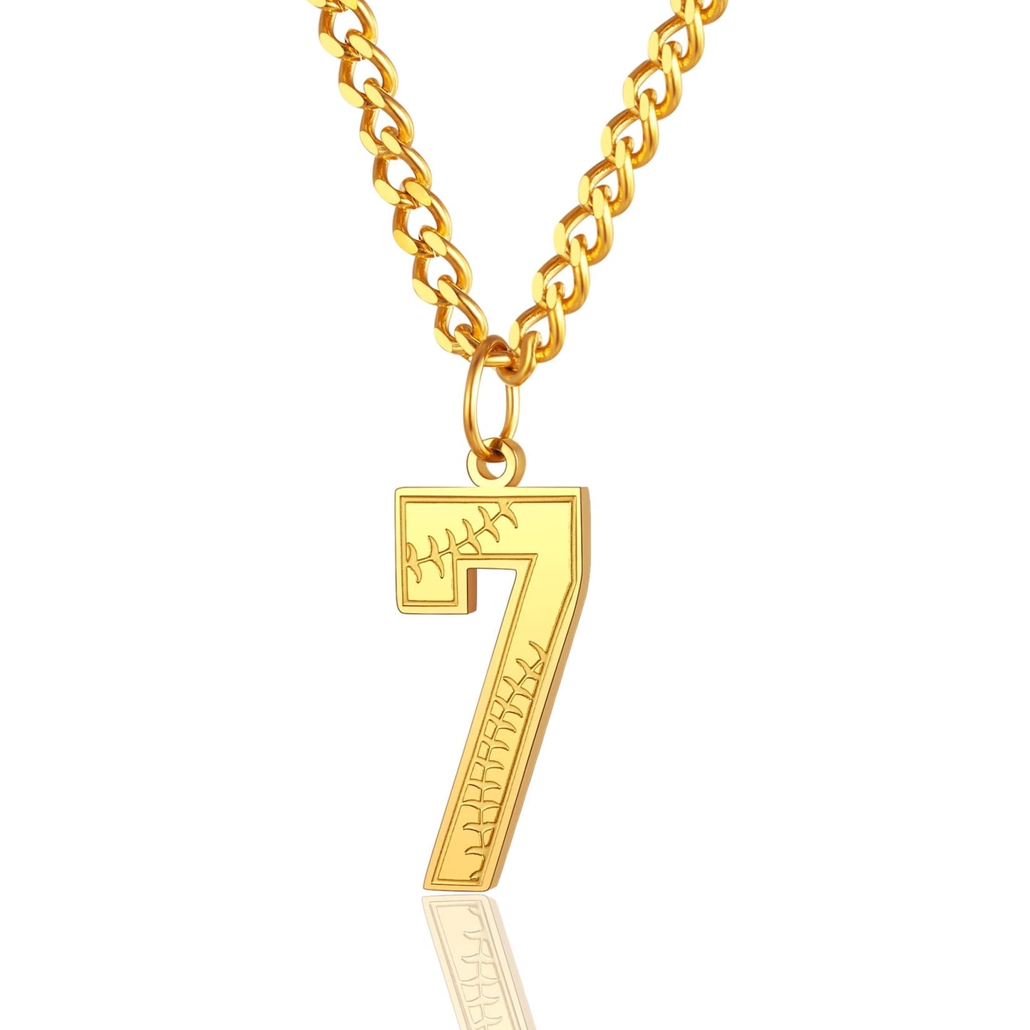 ChainsPro Men Lucky Number Necklace with 3mm Cuban Chain Personalized Sports Jewelry Stainless Steel/Gold Plated