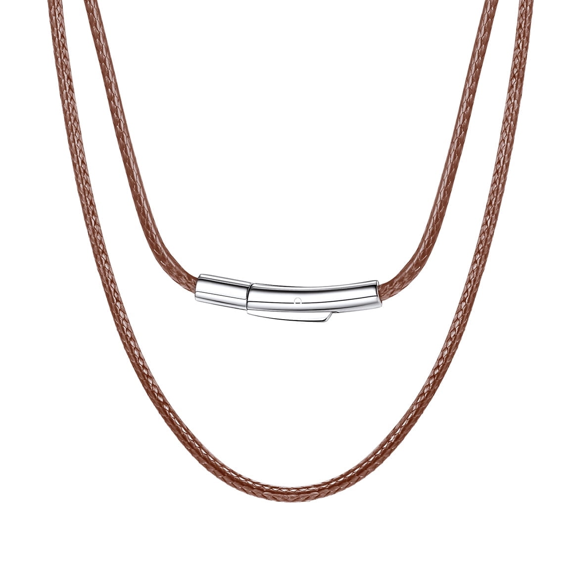 ChainsPro Men Black Wax Cord Leather Cord Rope Chain Stainless Steel Clasp Necklace Rope 18 inch