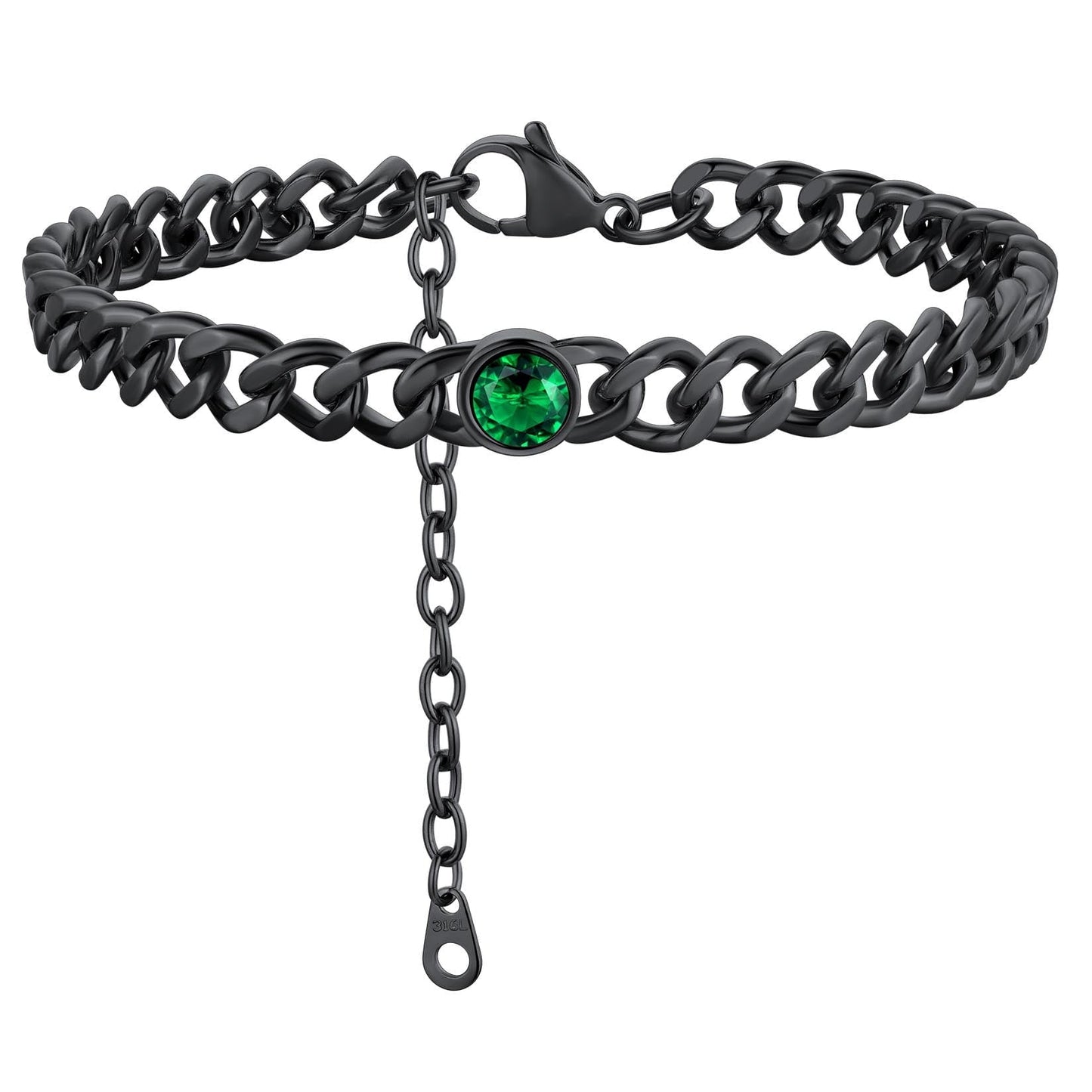 ChainsPro 7mm Cuban Link Anklet for Men Women Birthstone Chain Ankle Bracelets Stainless Steel