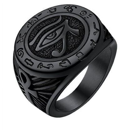 ChainsPro Men Nautical Compass Ring Norse Rune Spirit Rings Stainless Steel
