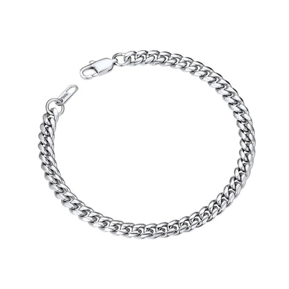 ChainsPro Black Stainless Steel Bracelet Mens Bracelet Chunky Thick Curb Link Chain Bangle 19cm Black